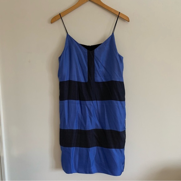 Rag & Bone Blue/Black Celeste Comb Harris Silk Polka Dot Shift Mini Dress, 4 - Picture 4 of 16